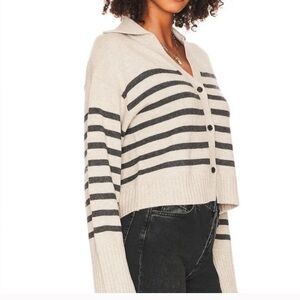 One Grey Day striped cashmere blend collar cardigan